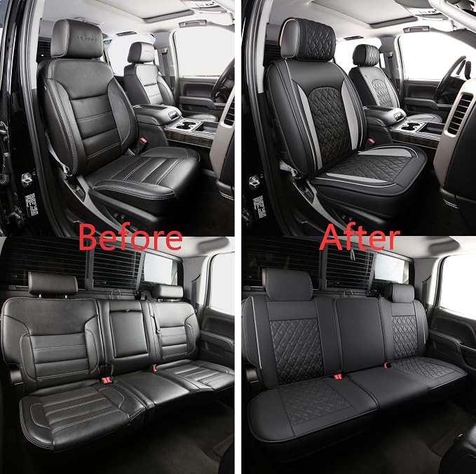 Seat Covers for Chevrolet Silverado / GMC Sierra — Full Set — Black / Gray