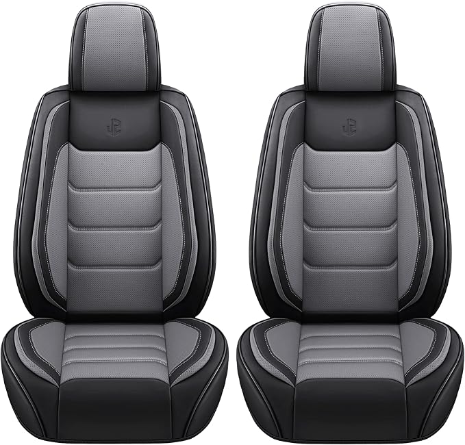 Faux Leather Car Seat Covers — Full Set — Black / Gray