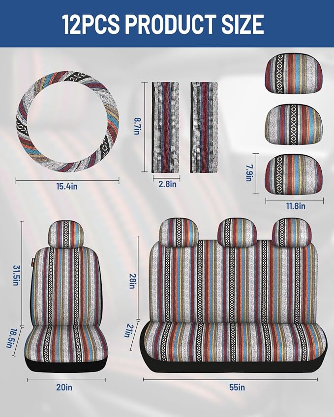 Fabric Car Seat Covers — Full Set — Red