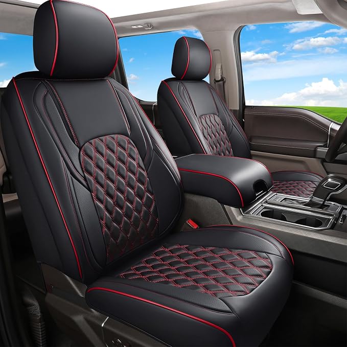 Seat Covers for Multiple Vehicles — Front Seat — Black / Red