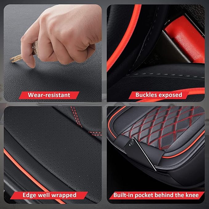 Seat Covers for Multiple Vehicles — Front Seat — Black / Red