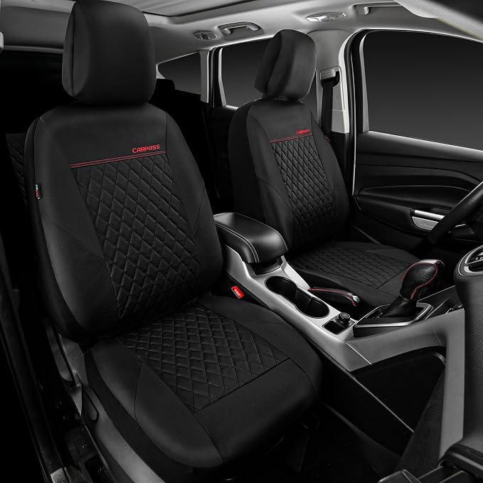 Universal Faux Leather Seat Covers — Front Seat — Black