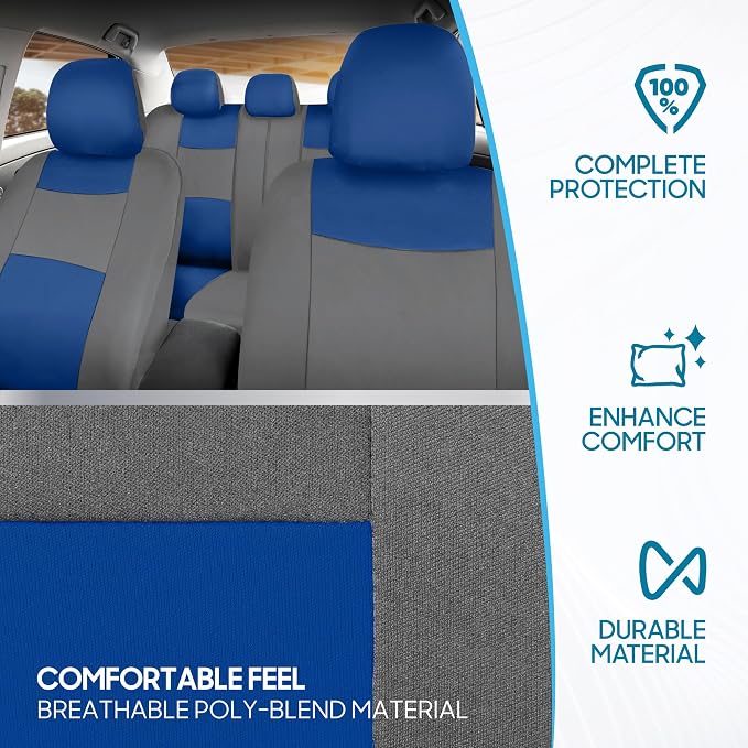 Car Seat Covers — Full Set — Blue / Gray
