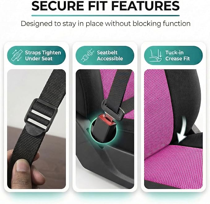 Universal Fabric Seat Covers — Front Seat — Pink