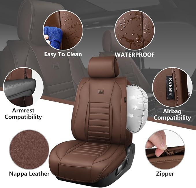 Universal Seat Covers — Full Set — Brown
