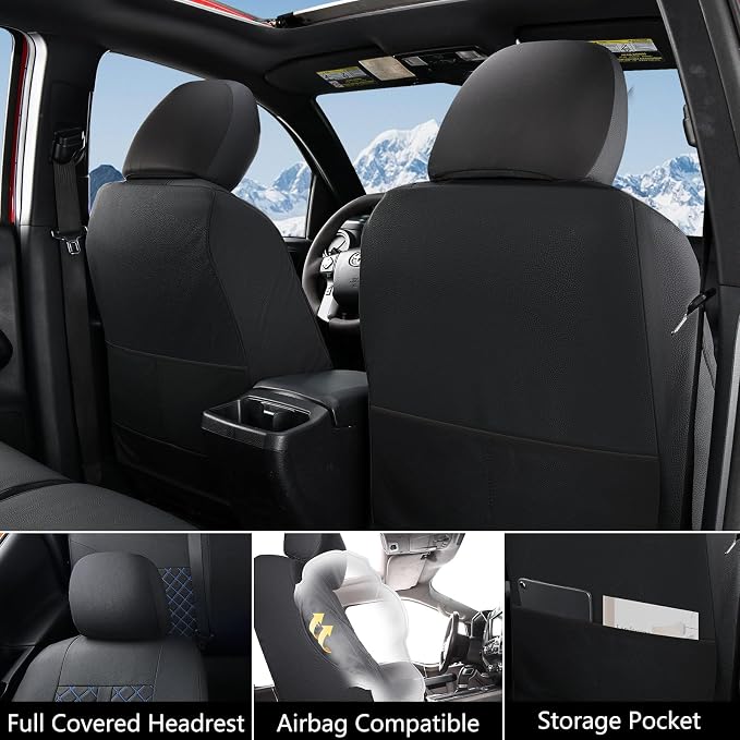 Seat Covers for Toyota Tacoma — Front Seat — Black / Blue