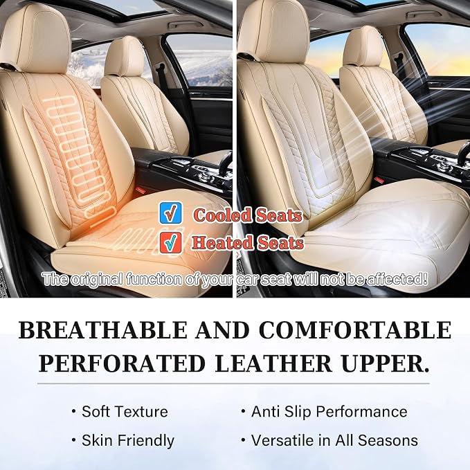 Universal Faux Leather Seat Covers — Front Seat — Beige