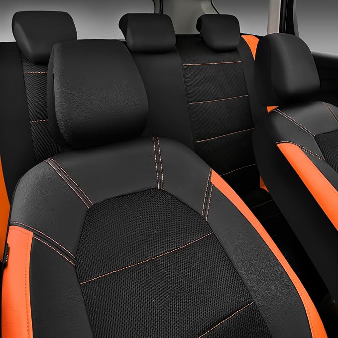Universal Seat Covers — Full Set — Black / Orange