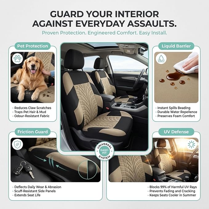 Universal Seat Covers — Front Seat — Beige