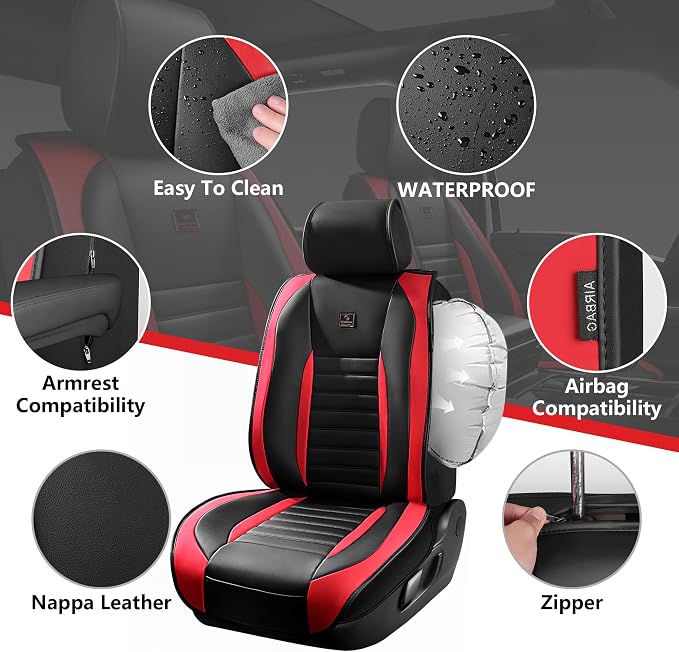 Universal Seat Covers — Front Seat — Black / Red