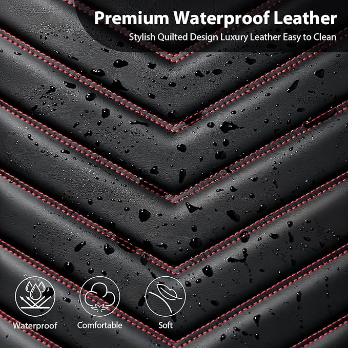 Universal Faux Leather Seat Covers — Front Seat — Black / Red