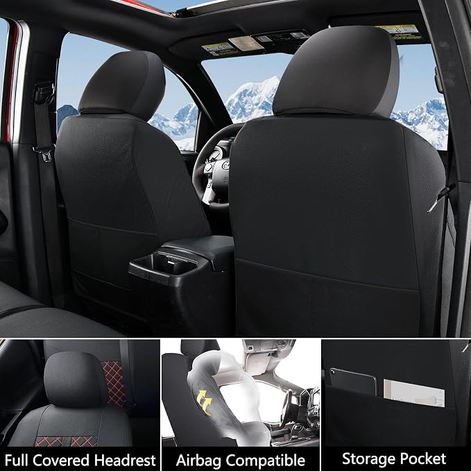 Seat Covers for Toyota Tacoma — Front Seat — Black / Red