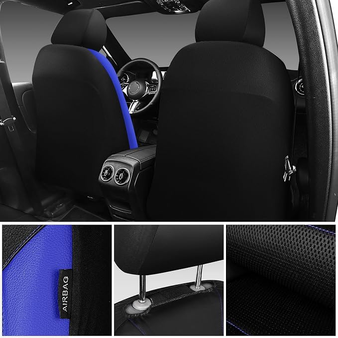 Universal Seat Covers — Full Set — Black / Blue