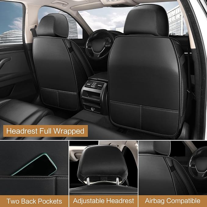 Universal Faux Leather Seat Covers — Full Set — Black / Red