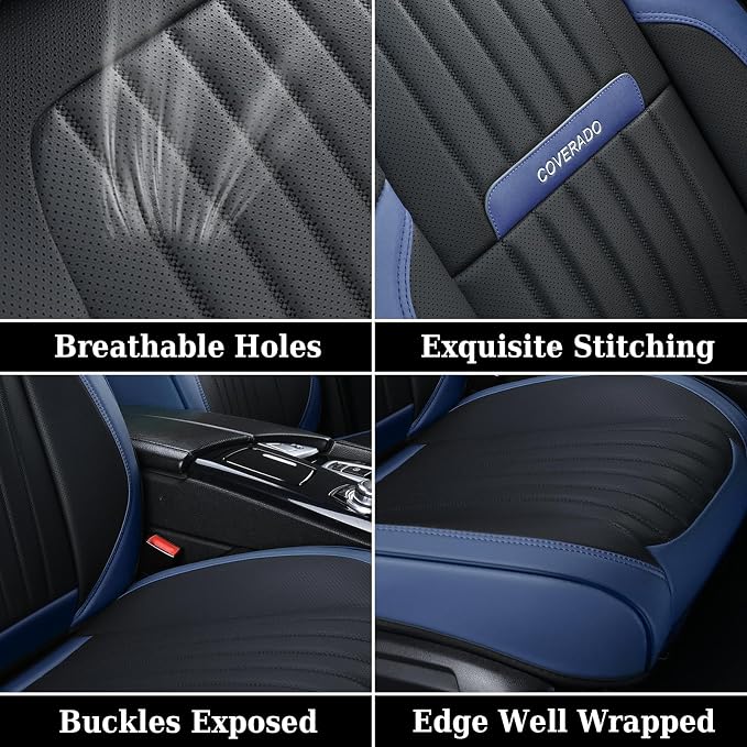 Universal Seat Covers — Full Set — Blue / Black