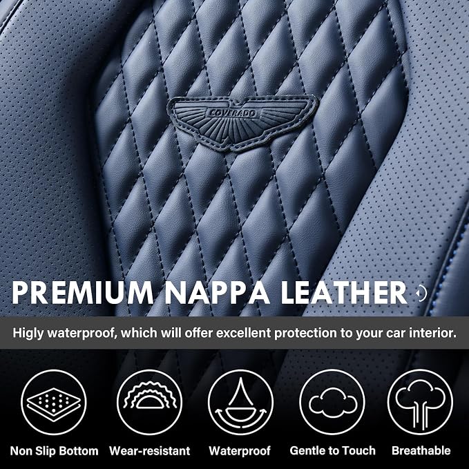 Universal Faux Leather Seat Covers — Front Seat — Blue