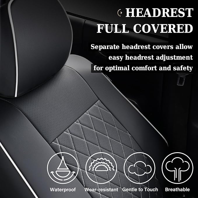 Faux Leather Seat Covers for Toyota Tacoma — Full Set — White