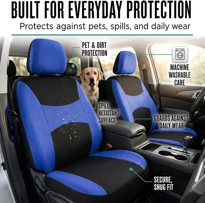 Universal Fabric Seat Covers — Full Set — Blue