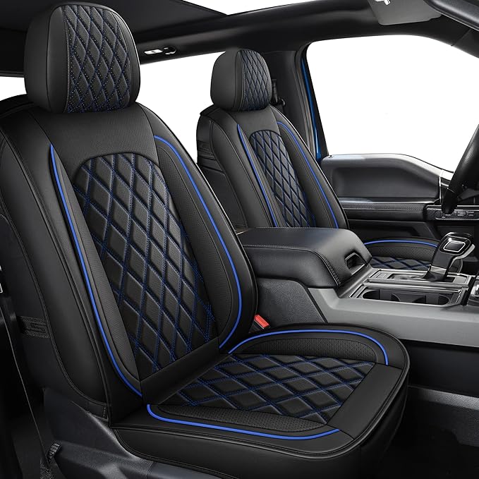 Universal Faux Leather Seat Covers — Full Set — Blue / Black