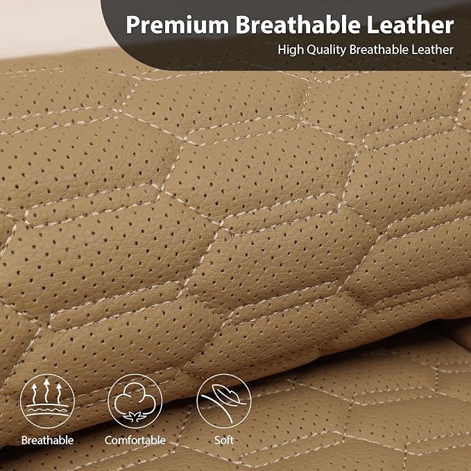 Universal Faux Leather Seat Covers — Full Set — Tan / Beige