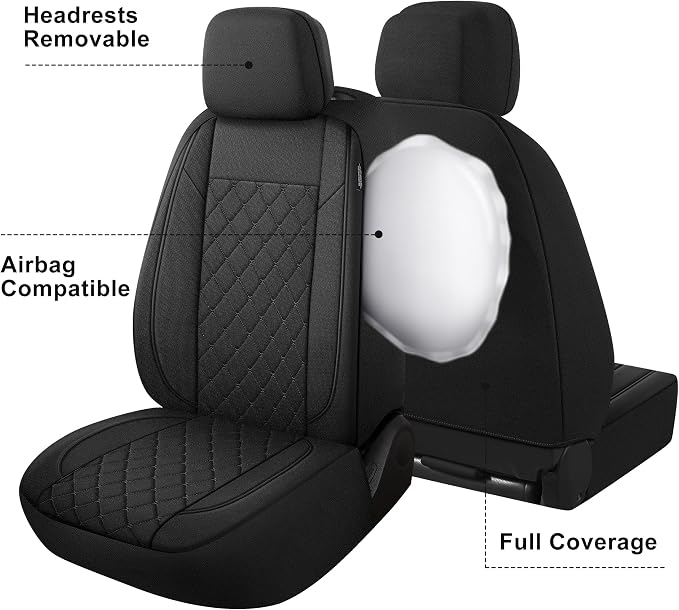 Fabric Car Seat Covers — Front Seat — Black