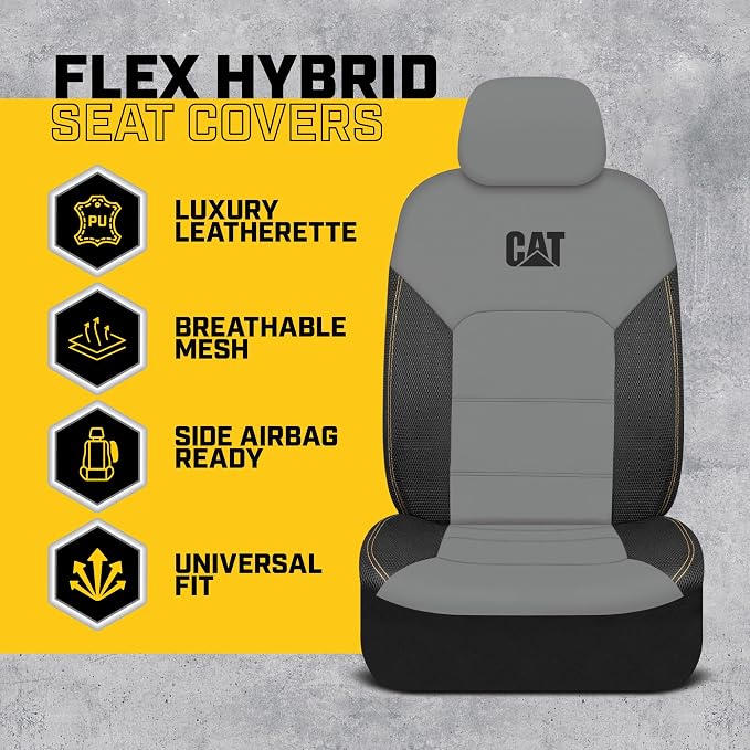 Universal Faux Leather Seat Covers — Front Seat — Gray