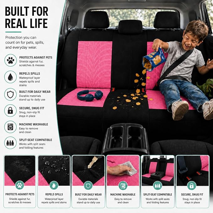 Universal Seat Covers — Full Set — Pink