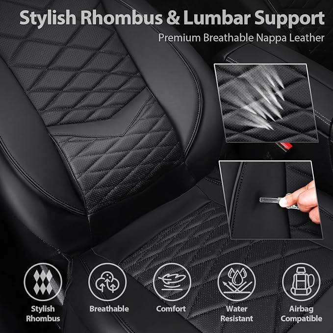 Universal Faux Leather Seat Covers — Full Set — Black