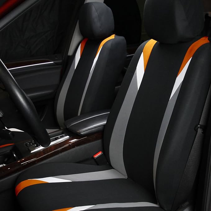 Universal Fabric Seat Covers — Full Set — Orange
