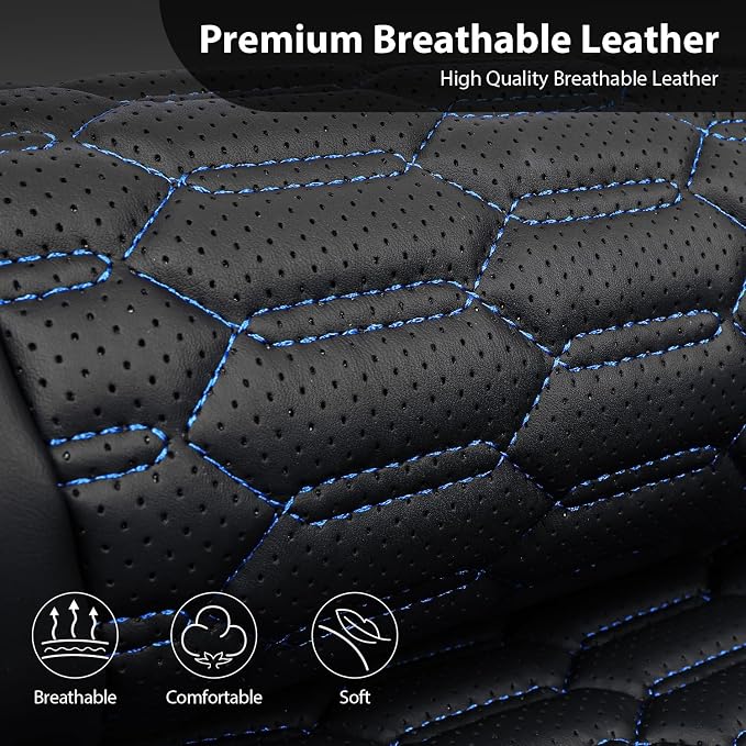 Universal Faux Leather Seat Covers — Front Seat — Blue / Black