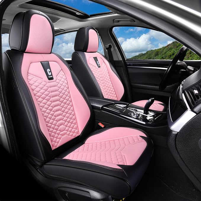 Universal Faux Leather Seat Covers — Full Set — Pink