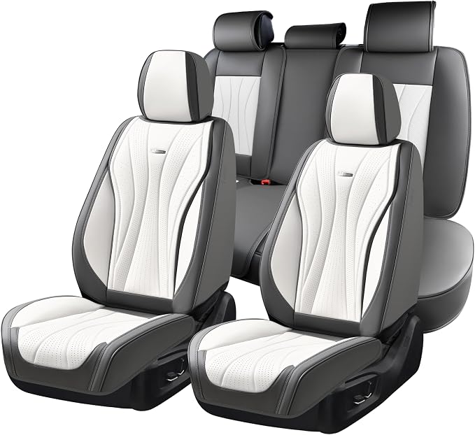 Universal Seat Covers — Full Set — Gray / White