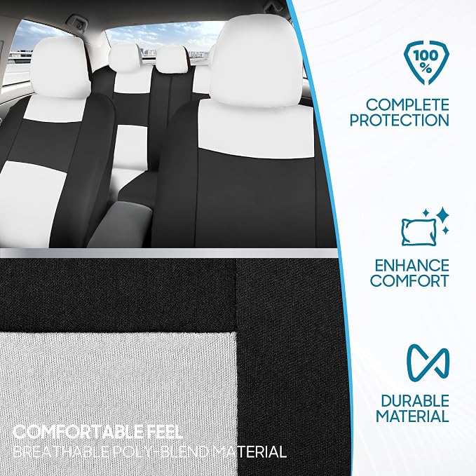 Car Seat Covers — Full Set — White / Black