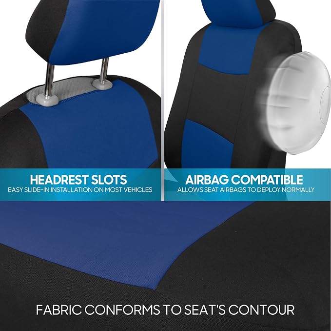 Car Seat Covers — Full Set — Blue / Black