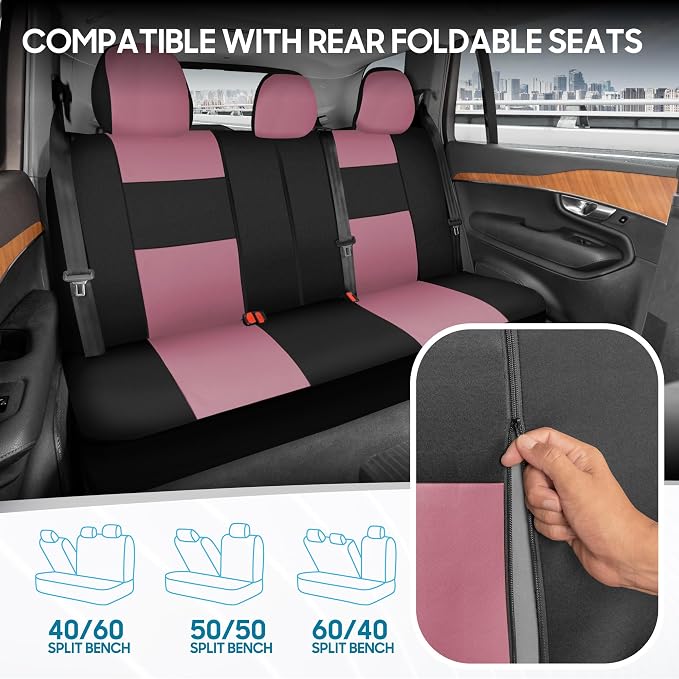Car Seat Covers — Full Set — Pink / Black
