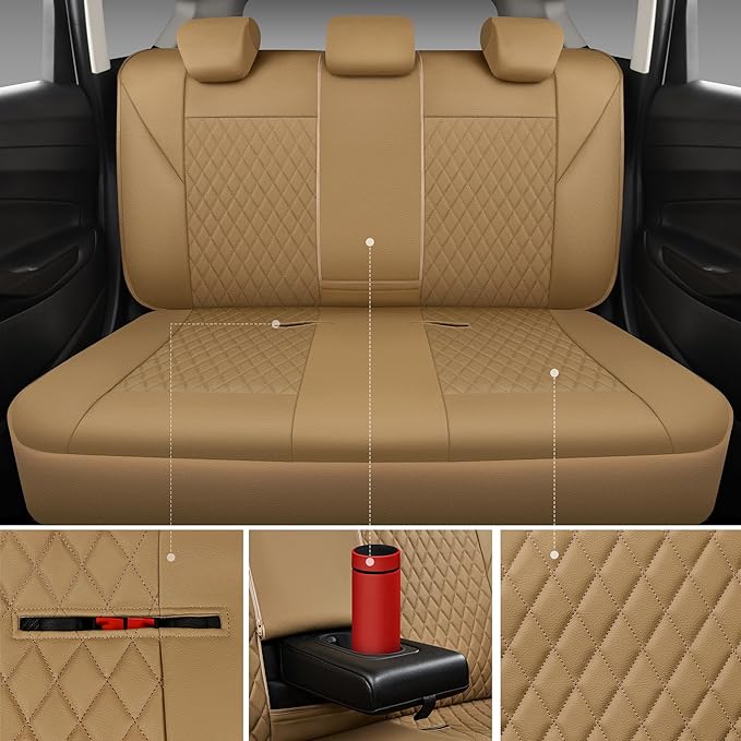 Universal Faux Leather Seat Covers — Full Set — Beige