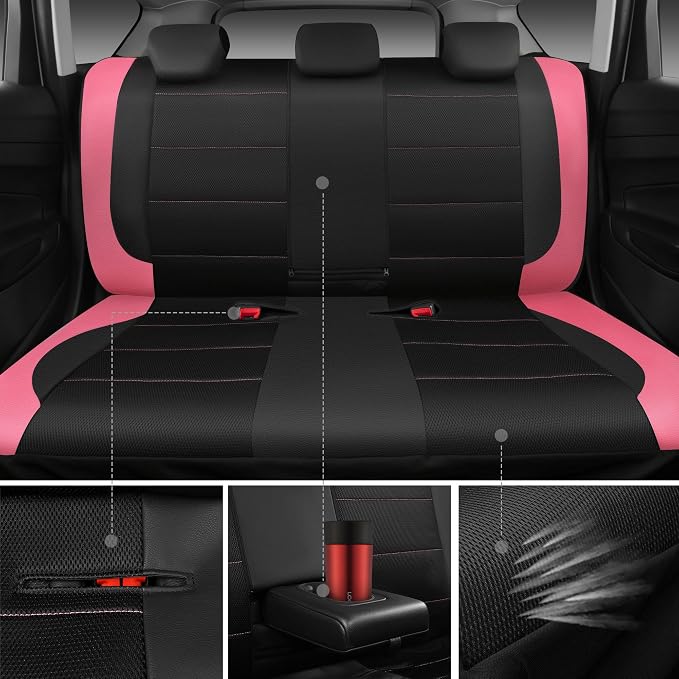 Universal Seat Covers — Full Set — Black / Pink