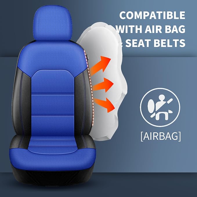 Universal Fabric Seat Covers — Black / Blue
