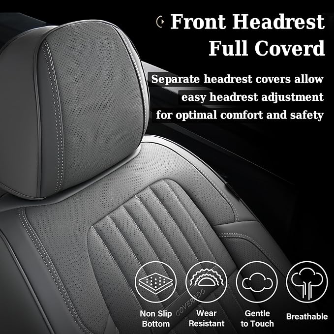 Universal Faux Leather Seat Covers — Front Seat — Gray