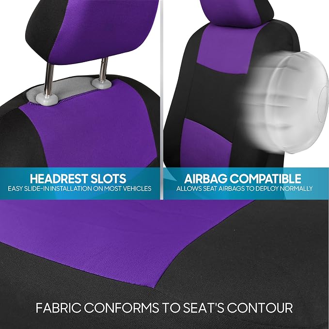Car Seat Covers — Full Set — Purple / Black