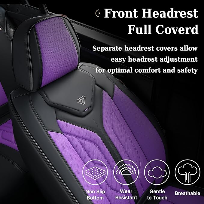 Universal Seat Covers — Full Set — Black / Purple