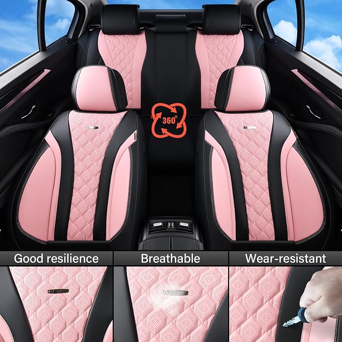 Universal Seat Covers — Full Set — Black / Pink