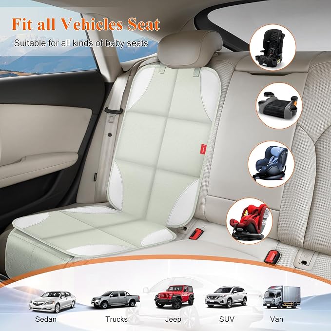 Child Car Seat Protector — Beige / Gray