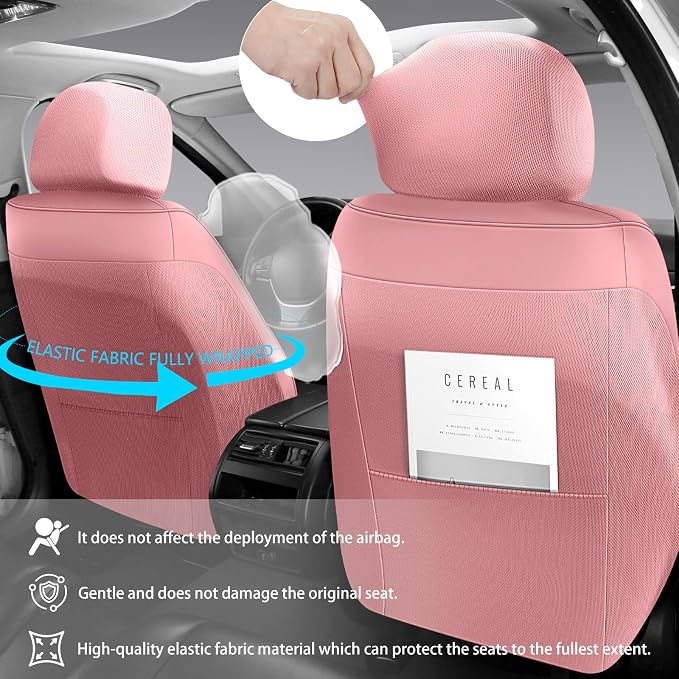 Faux Leather Car Seat Covers — Full Set — Pink