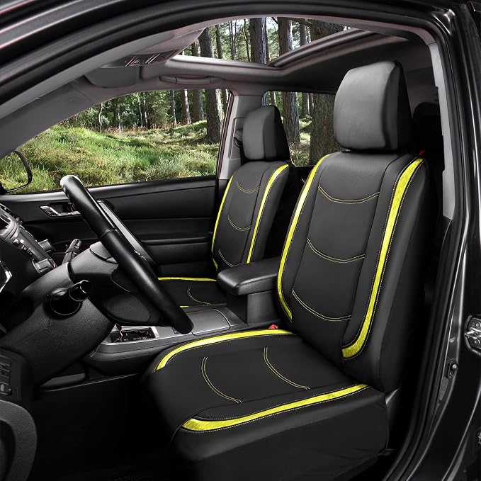 Universal Faux Leather Seat Covers — Full Set — Yellow