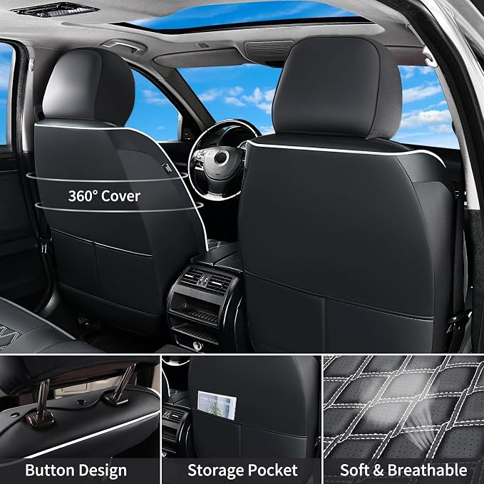 Seat Covers for Toyota Tacoma — Front Seat — Black / White