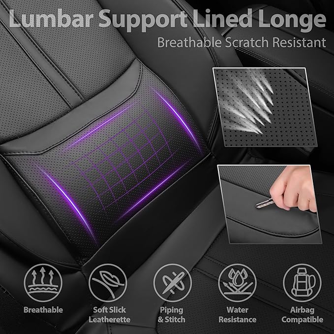 Universal Faux Leather Seat Covers — Front Seat — Black