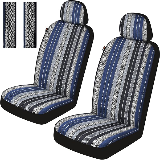 Fabric Car Seat Covers — Front Seat — Blue