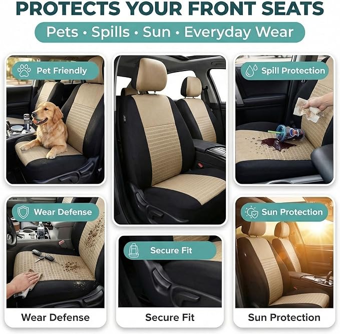 Universal Seat Covers — Front Seat — Beige