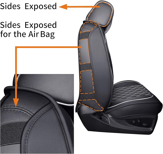 Faux Leather Seat Covers for Chevrolet Silverado / GMC Sierra — Full Set — Black / White